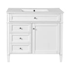 36" Bathroom Vanity with Ceramic Sink and Storage Drawers - Multiple Colors