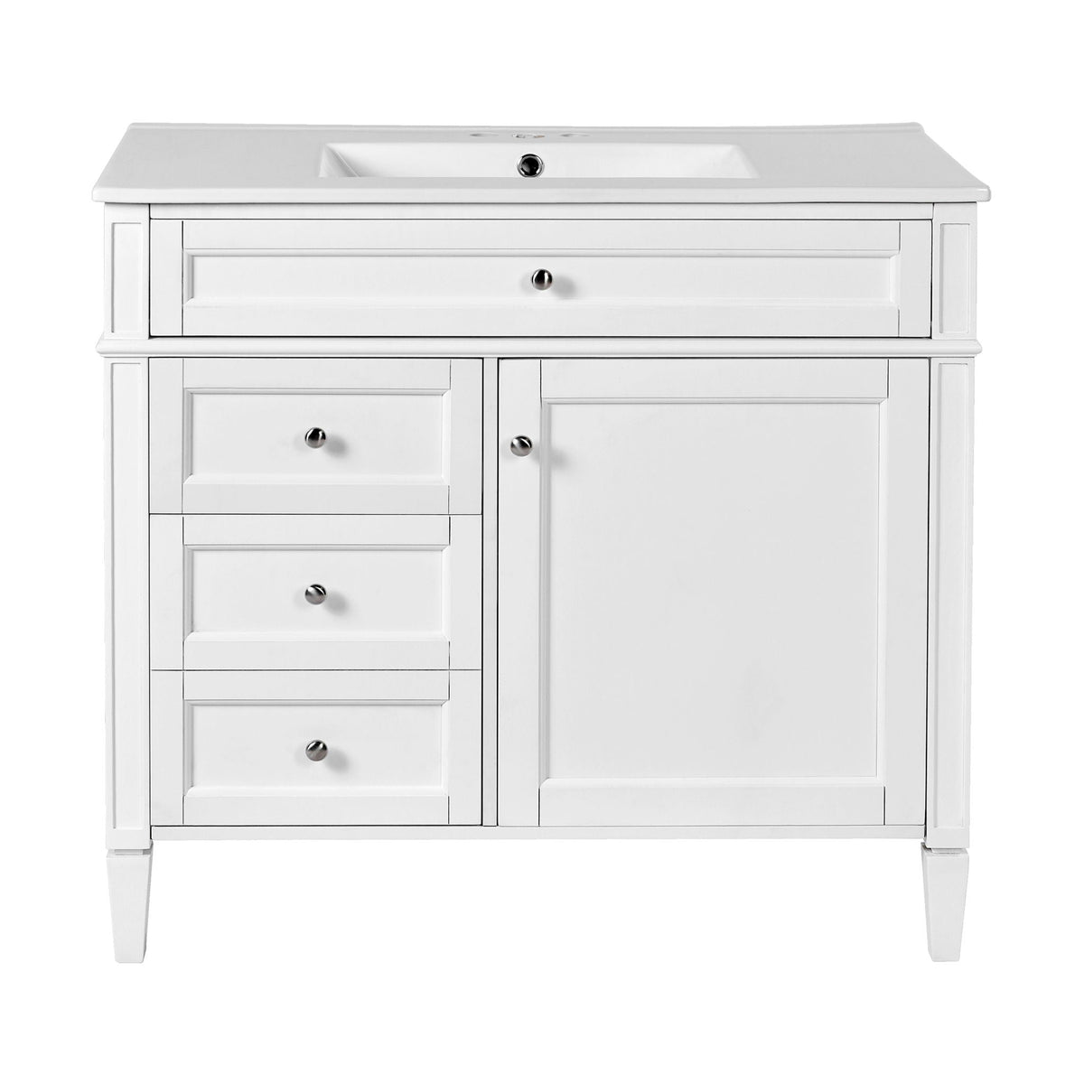 36" Bathroom Vanity with Ceramic Sink and Storage Drawers - Multiple Colors