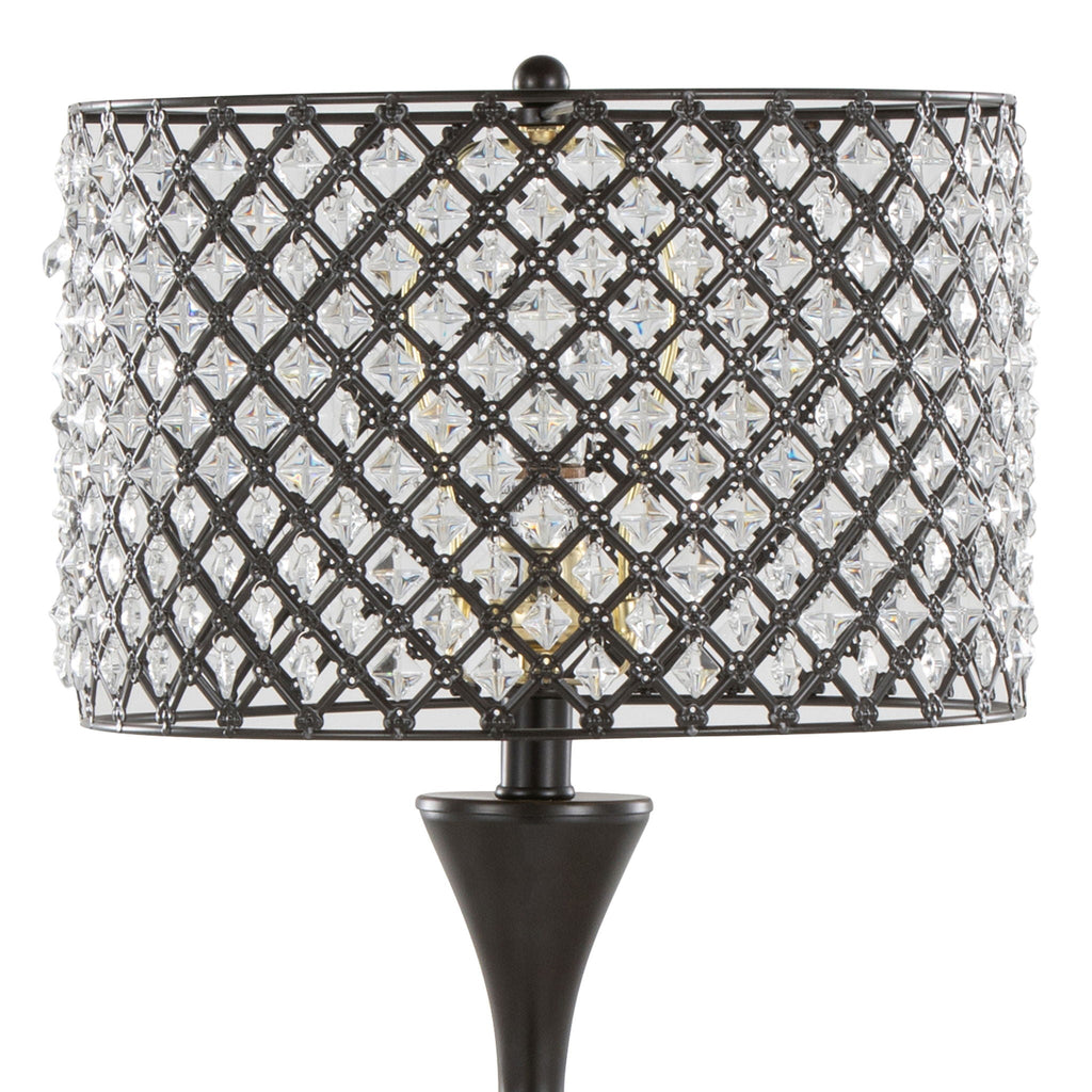 Contemporary Table Lamp with Crystalline Shade - Gold, Black, or Gray