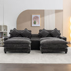 Modern Sectional Sofa with Removable Ottomans, USB Ports - Dark Gray or Light Blue