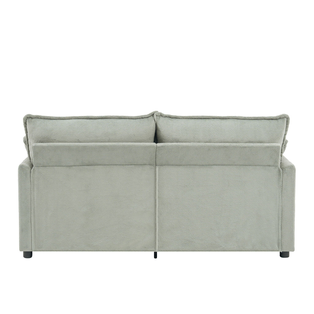 Modern Loveseat Sofa with Side Storage Pockets - Green, Beige, or Dark Gray