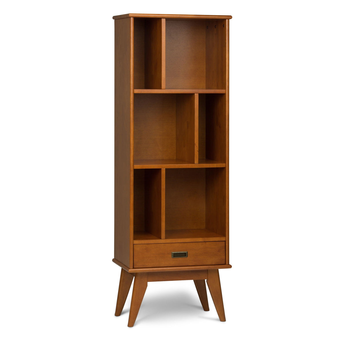 Mid Century Wide Bookcase with Storage Drawers - Multiple Colors