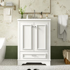 Modern Bathroom Vanity with Ceramic Sink Combo and Storage Cabinet - Multiple Colors
