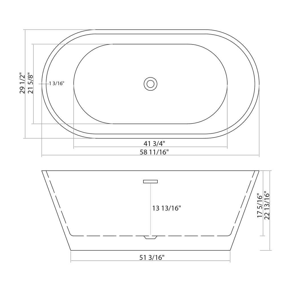 Gloss Freestanding Bathtub with Overflow & Pop Up Drain - White