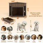 Corner Dog Crate with Fluted Drawer - White or Dark Brown