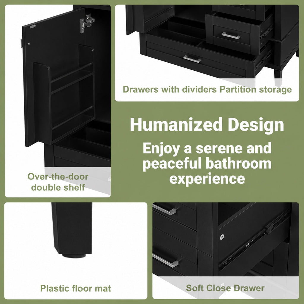 36" Black Bathroom Vanity Cabinet