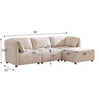 Aura 96 in. 4-Piece L Shaped Modular Sectional Sofa with Wood Frame - Boucle