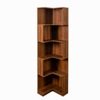 5 Tier Corner Book Shelf with Durable Melamine Finish - Neutral Wood
