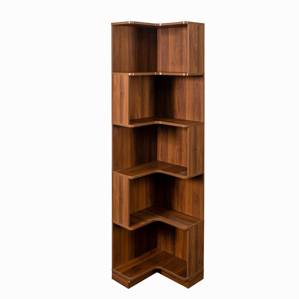 5 Tier Corner Book Shelf with Durable Melamine Finish - Neutral Wood