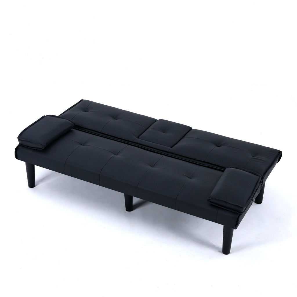Foldable Sofa Bed with Cup Holder and Solid Wood Frame - Multiple Colors