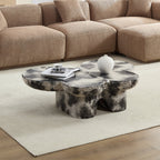 Butterfly Design Coffee Table with Modern Fiberglass Construction - Light Gray and Black