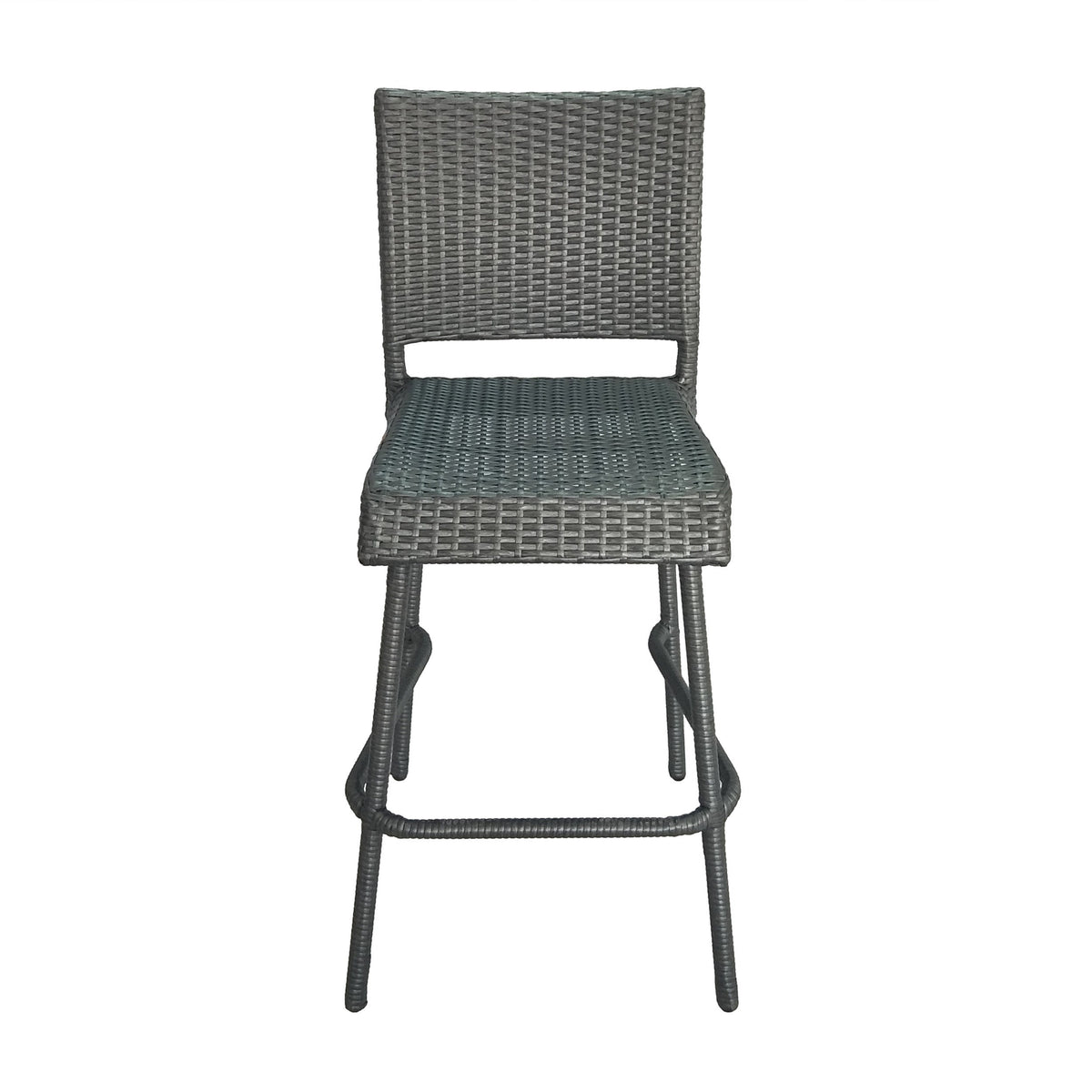29" Outdoors PE Rattan Armless Barstools with Woven Finish - Grey