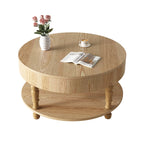 Coffee Table with Dual Storage - Natural Wood, 31.5" Round