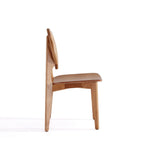 Rattan Cane Backrest Dining Chair Set with Solid Wood Frame - Black or Light Brown