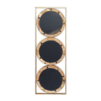 Rectangular 3-Piece Wall Mirror Set with Iron & Mango Wood Frame - Brown