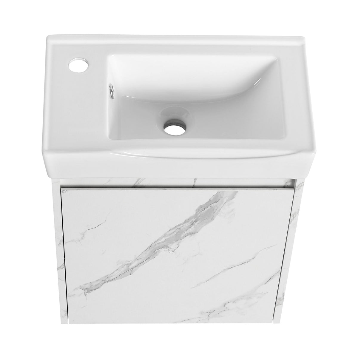 Modern Bathroom Vanity with Ceramic Basin and Storage Cabinet - Light Brown, Black, or White