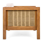 Outdoor Club Chair with Wicker Armrest - Beige