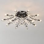 15-Light Chandelier with Crystal Accents - Matte Black