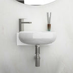 Modern Rectangle Wall Mount Bathroom Sink with Single Faucet Hole - White