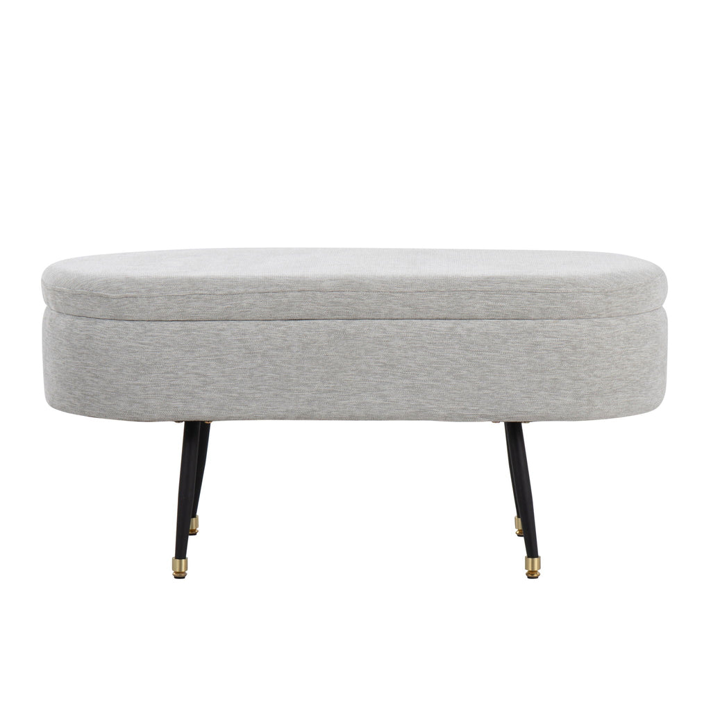 Contemporary Storage Bench with Fabric Upholstery - Black / Light Gray