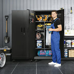 Rolling Metal Storage Locker Cabinet with Lockable Doors - Steel