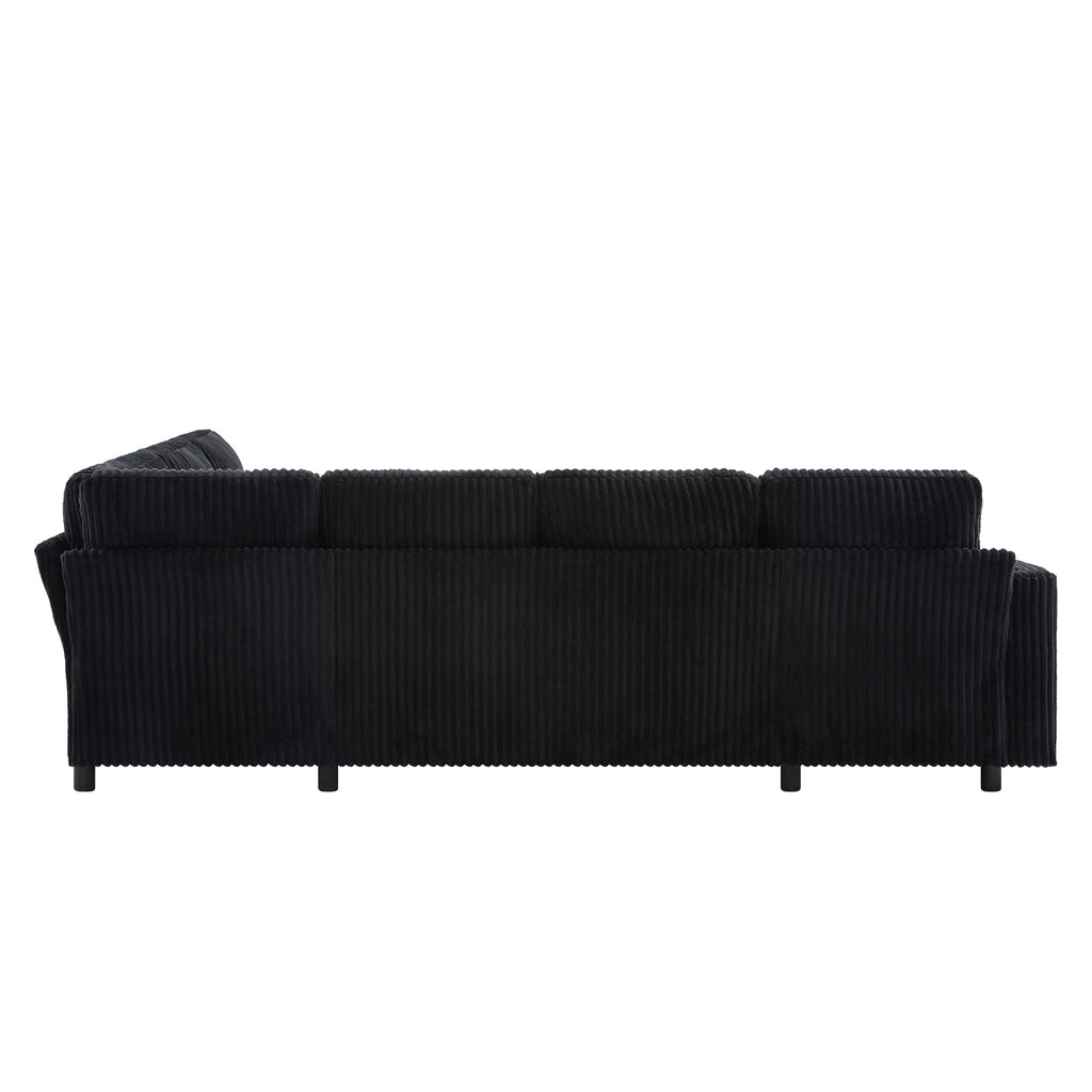 Convertible U-Shaped Sectional Sofa Bed with USB Ports and Storage – Black, Dark Gray, Blue