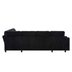 Convertible U-Shaped Sectional Sofa Bed with USB Ports and Storage – Black, Dark Gray, Blue