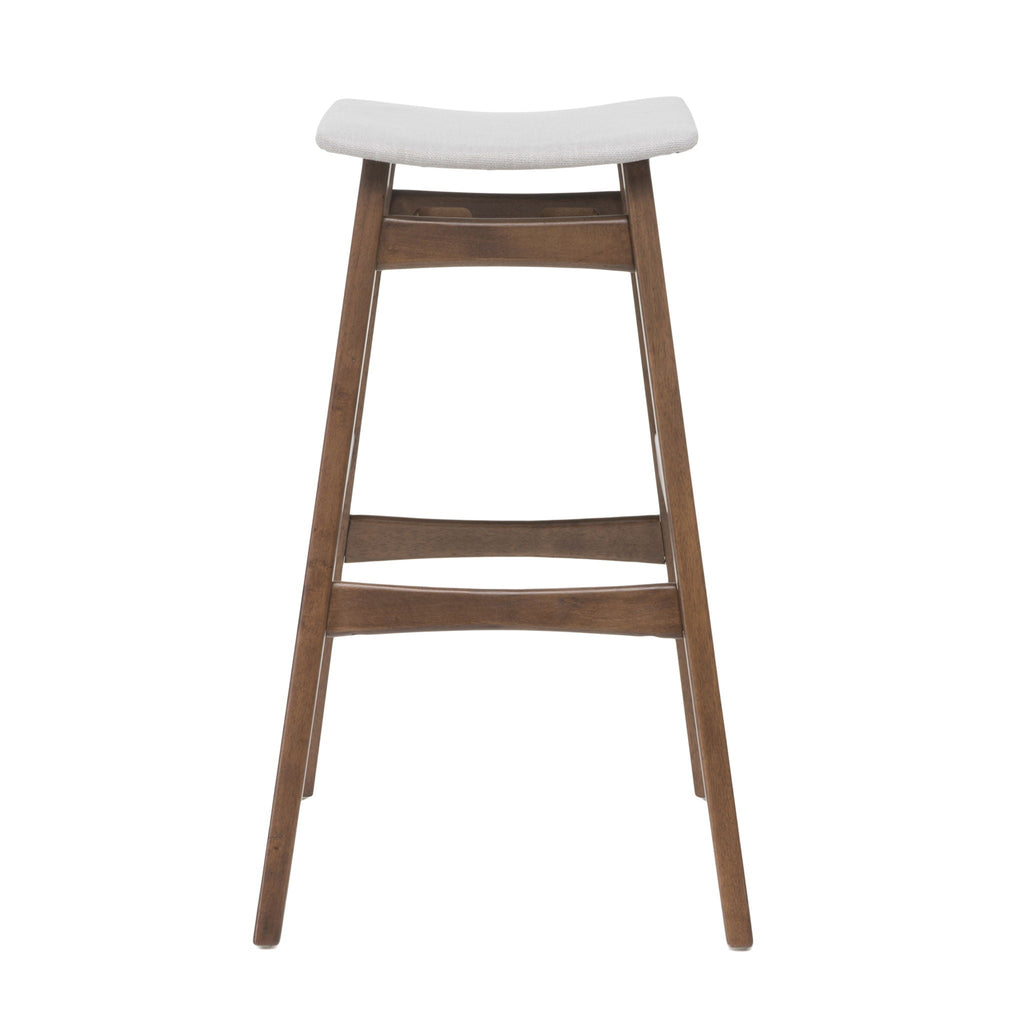 Mid Century Modern Bar Stool Set with Upholstered Seating - Beige or Dark Gray