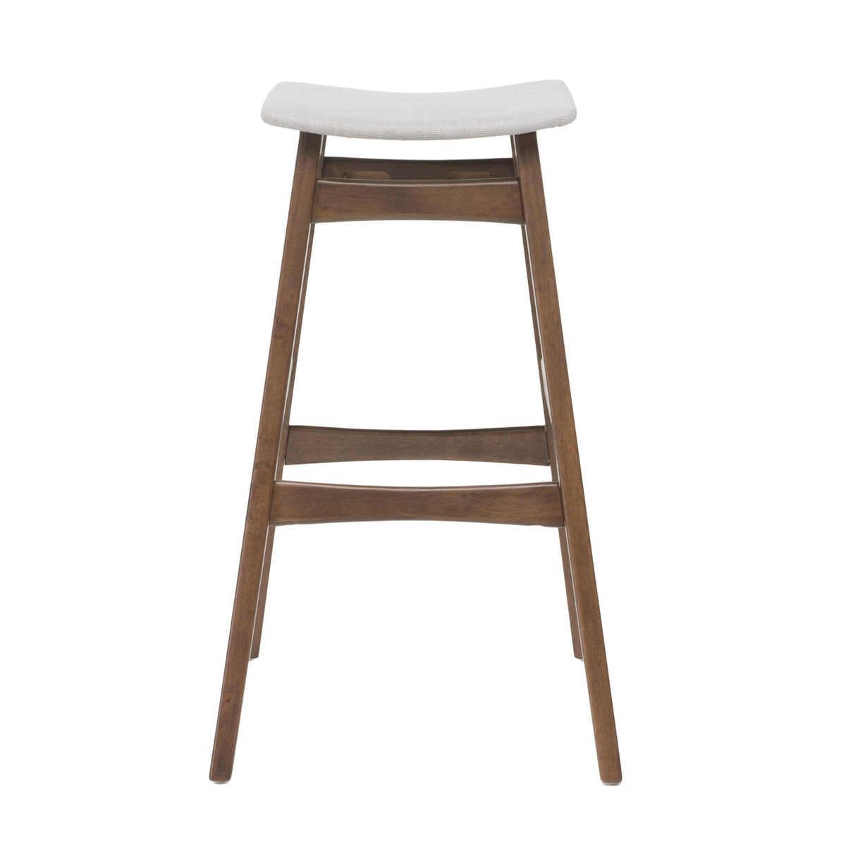 Mid Century Modern Bar Stool Set with Upholstered Seating - Beige or Dark Gray