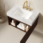 Eiden 30" Bathroom Vanity & Sink with Sintered Stone Top - Walnut
