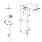 Shower System with 5 Function Rain Hand Shower and Slide Bar Combo - Pearl Silver, Gray, or Black