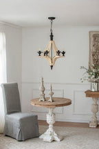 6 Light Wood Chandelier