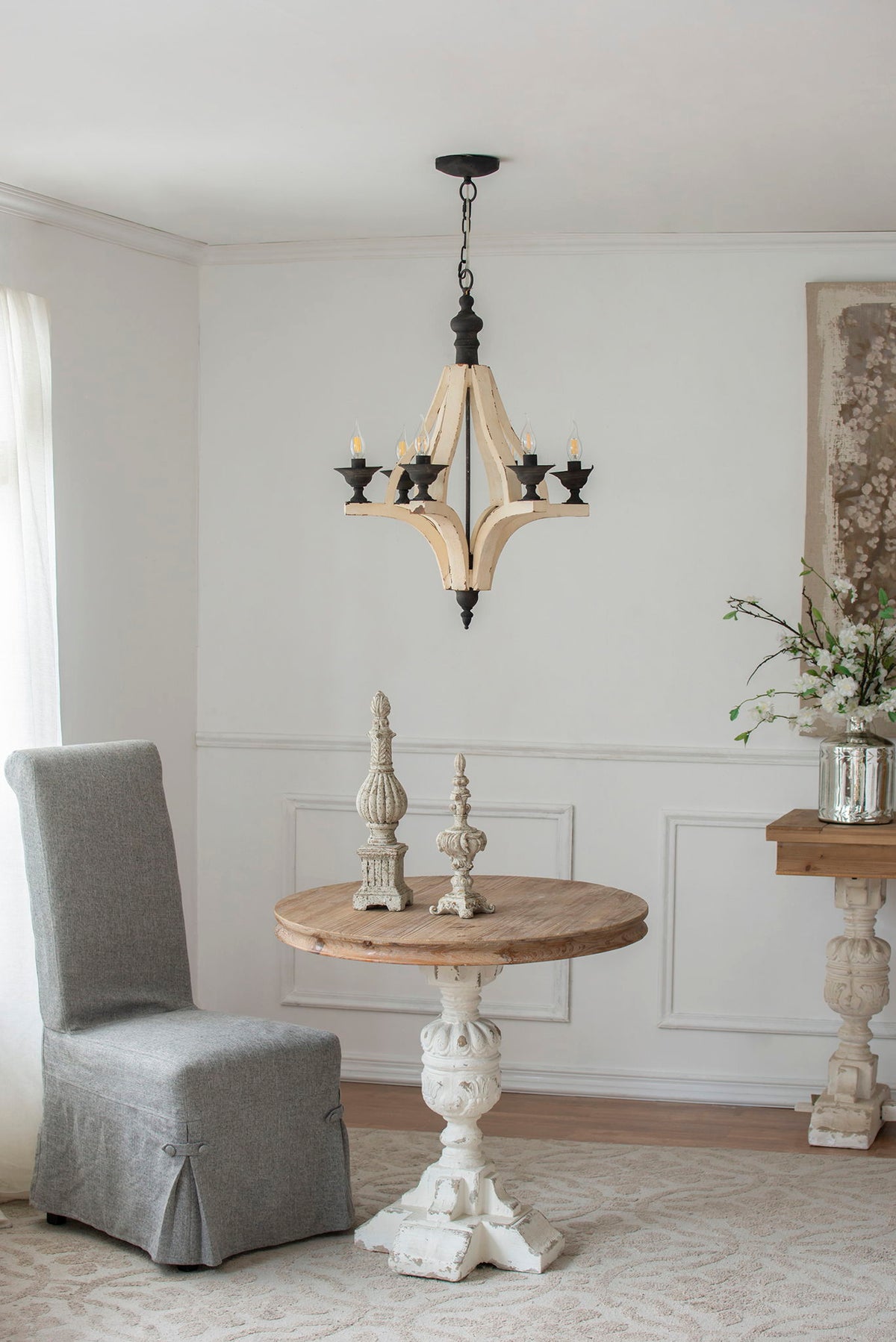 6 Light Wood Chandelier