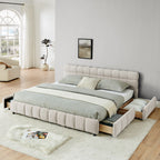 Modern Platform Bed Frame With Thick Fabric