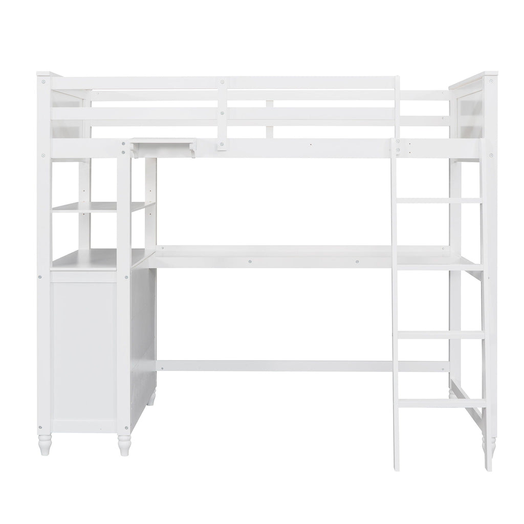 Twin Loft Bed with Drawers and Desk - White