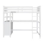 Twin Loft Bed with Drawers and Desk - White