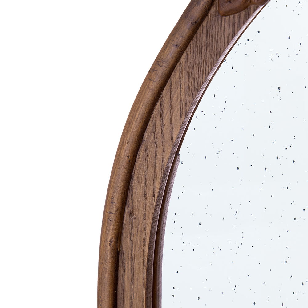 Hand Carved Rose Antique Arched Mirror Frame with Intricate Carvings - Black or Light Brown