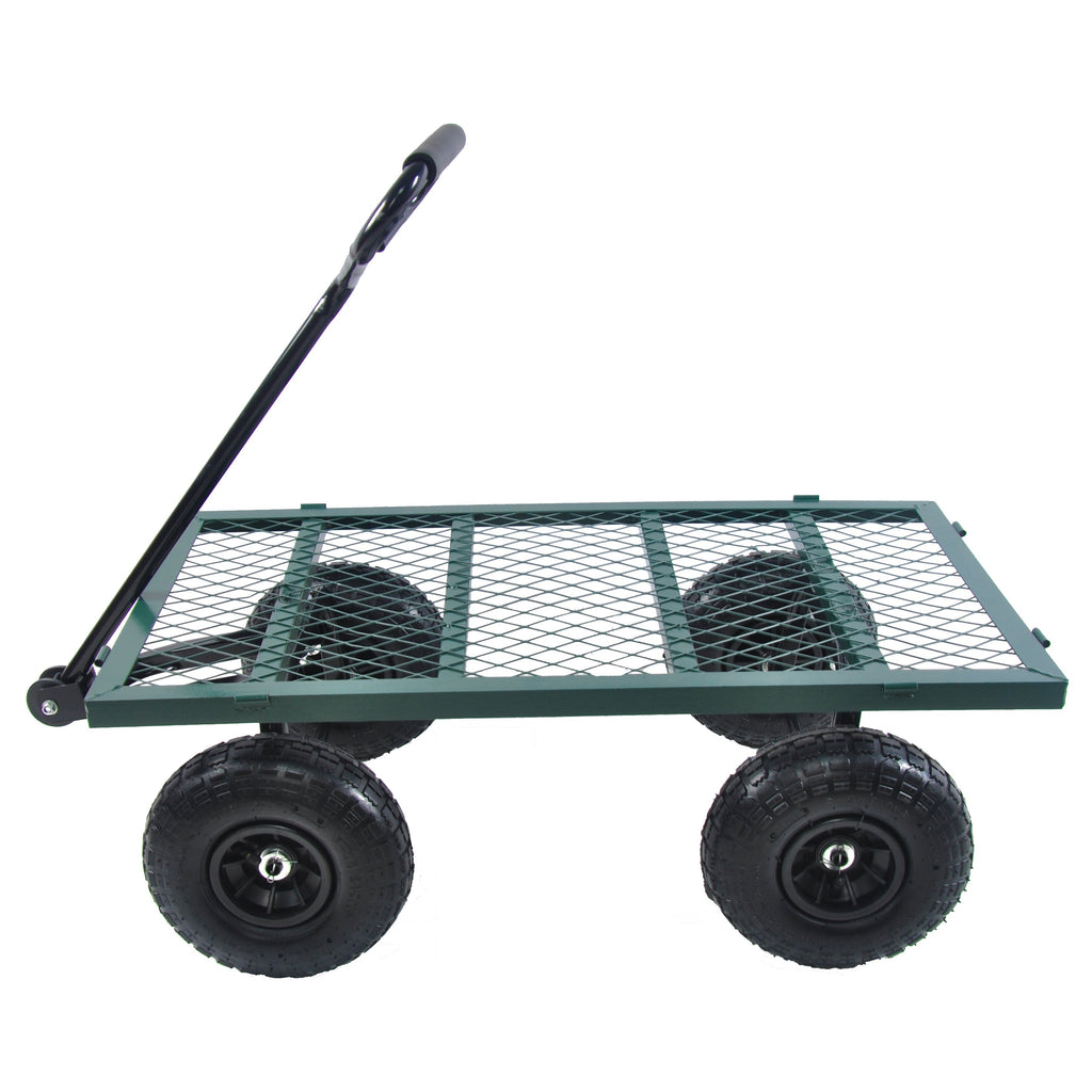 Green Outdoor Wagon Cart with Foldable Steel Frame - 550 lb Capacity
