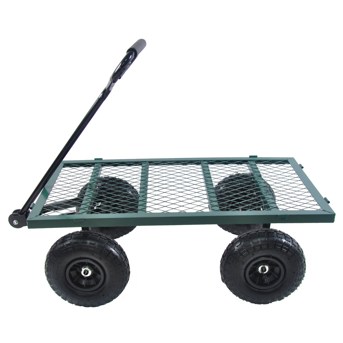 Green Outdoor Wagon Cart with Foldable Steel Frame - 550 lb Capacity
