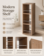 10'' Wall Mounted Bathroom Mirror Cabinet with Open Storage - Imitative Oak