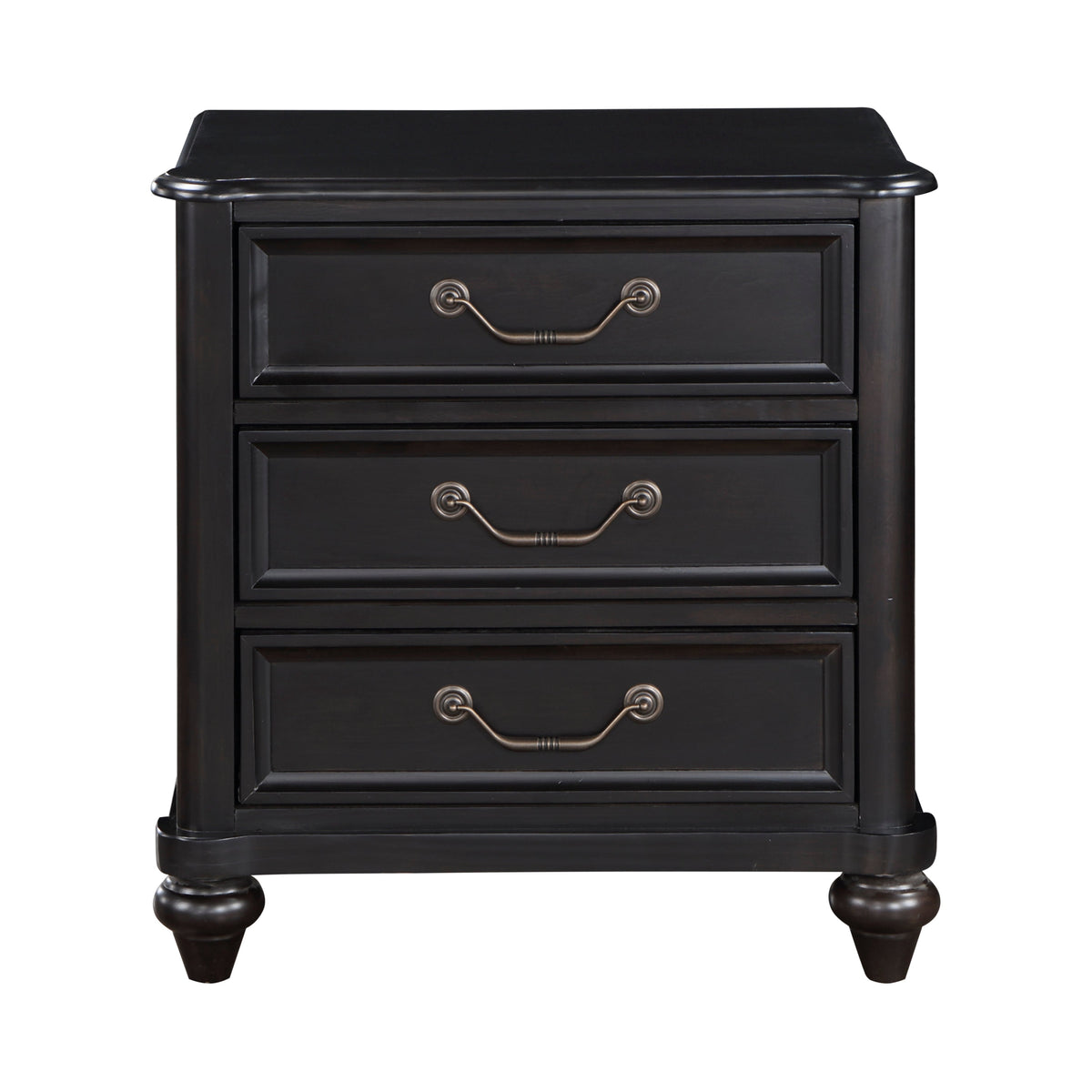Charcoal Nightstand with Three Drawers - Brown Mix