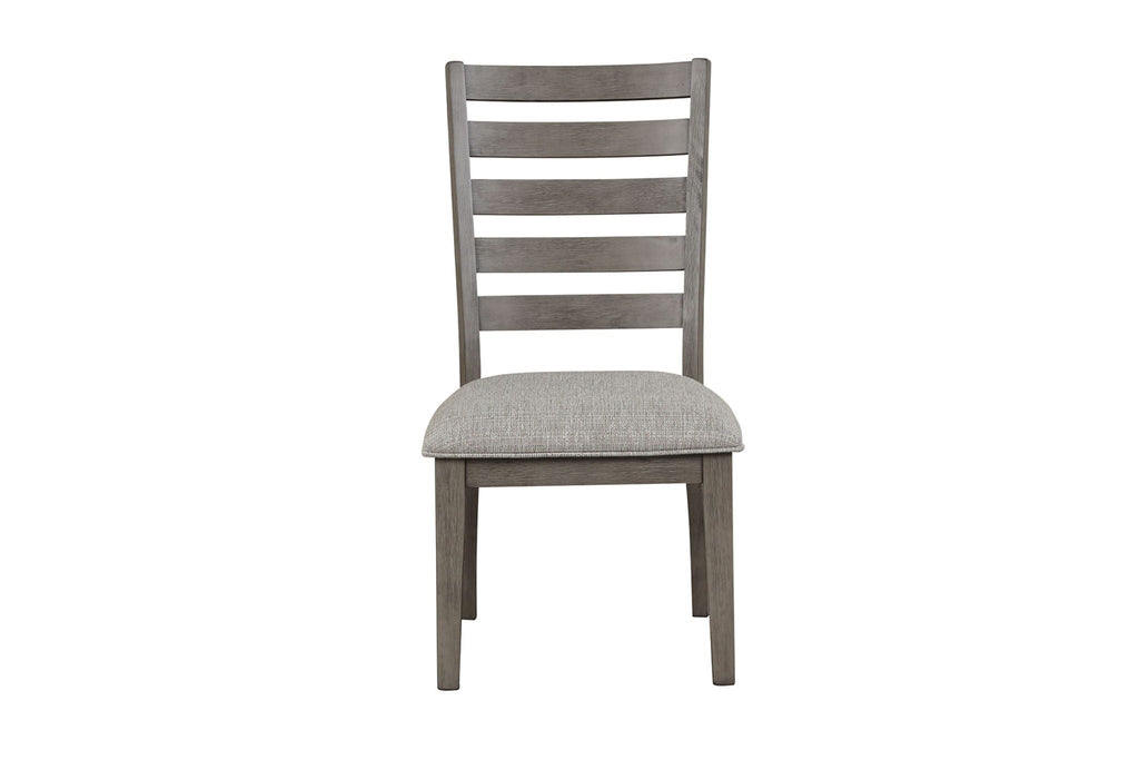 Ladder Back Dining Chair Set of 2 with Upholstered Seat - Gray