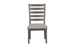Ladder Back Dining Chair Set of 2 with Upholstered Seat - Gray