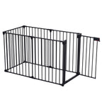 Adjustable Metal Safety Gate Play Yard with Pivoting Panels - Black
