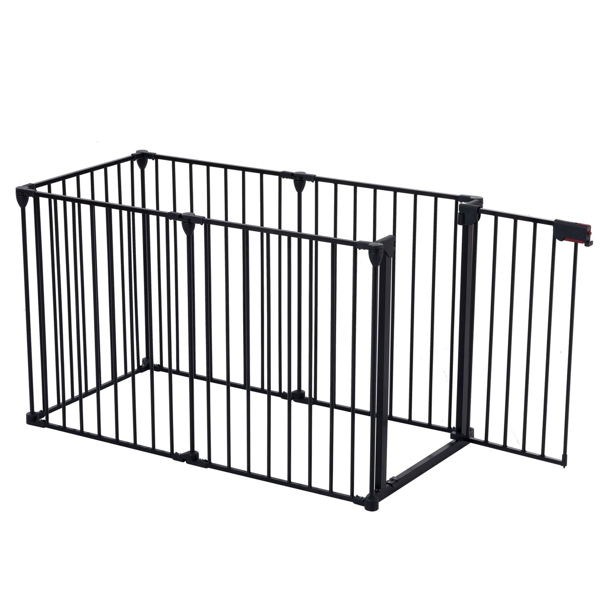 Adjustable Metal Safety Gate Play Yard with Pivoting Panels - Black