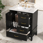 30" Bathroom Vanity with Sink and Soft-Close Drawers - White or Black