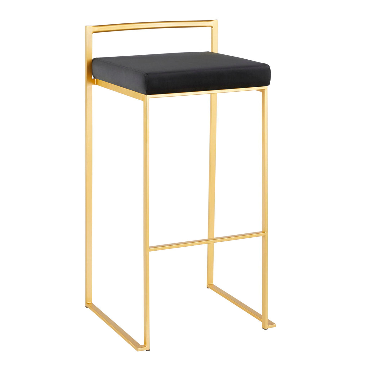 Contemporary Stackable Barstool Set with Upholstered Seat - Multiple Colors