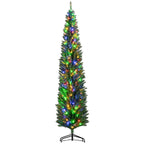 8ft Pencil Prelit Artificial Christmas Tree with 250 Colorful LED Lights