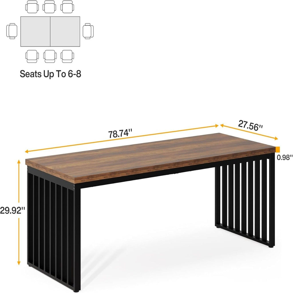 Double Computer Desk for 2 Person with Extra Long Workstation - Dark Gray or Light Brown