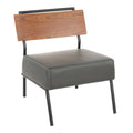 Contemporary Side Chair with Walnut Back and Faux Leather - Gray
